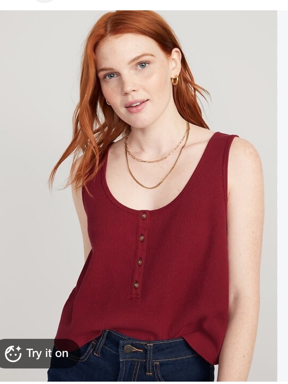 NWT Button-Front Tank Top - Burgundy